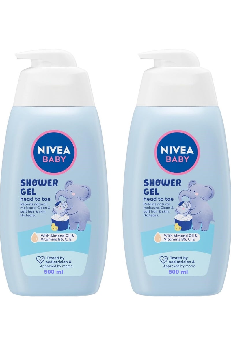 نيفيا جل استحمام للأطفال، مستخلص من زهرة الآذريون من الرأس إلى القدمين، 500 مل، عبوة من قطعتين - Image 1