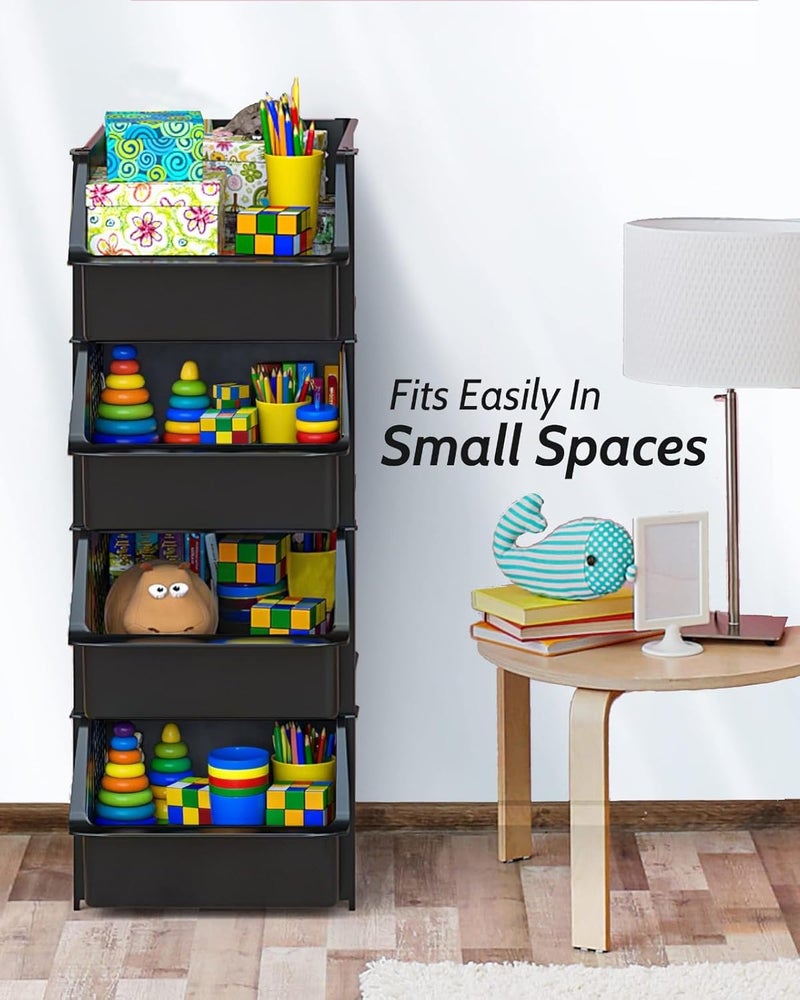 Skywin Stackable Storage Bins Open Front for Pantry Storage, 4 Pack - Black | Sturdy Plastic, Easy Stacking, Open Front Access, Ventilated Sides, Vertical & Space Saving Pantry Organizers and Storage Bin - Image 5