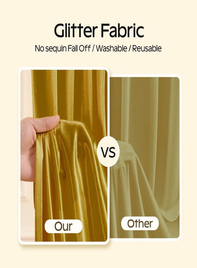 Shillance Dark Gold Glitter Backdrop Curtain for Parties Wedding,10Ft x 10Ft Satin Shimmer Photo Backdrop,Non-Wrinkle Sparkle Drapes for Backdrop,Back Drop for Photography, Birthdays,Weddings,Prom - Image 3
