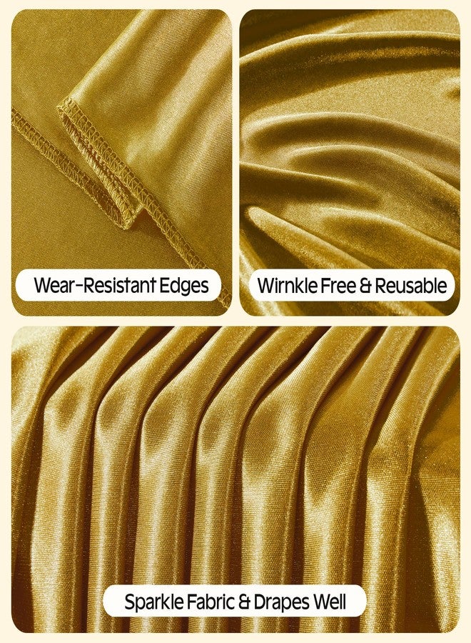 Shillance Dark Gold Glitter Backdrop Curtain for Parties Wedding,10Ft x 10Ft Satin Shimmer Photo Backdrop,Non-Wrinkle Sparkle Drapes for Backdrop,Back Drop for Photography, Birthdays,Weddings,Prom - Image 2