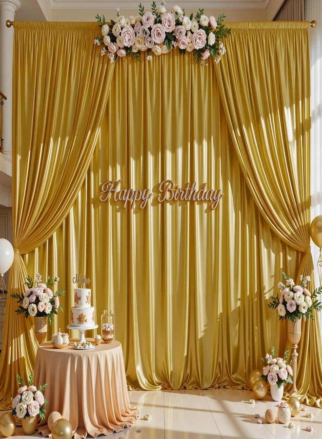 Shillance Dark Gold Glitter Backdrop Curtain for Parties Wedding,10Ft x 10Ft Satin Shimmer Photo Backdrop,Non-Wrinkle Sparkle Drapes for Backdrop,Back Drop for Photography, Birthdays,Weddings,Prom - Image 4