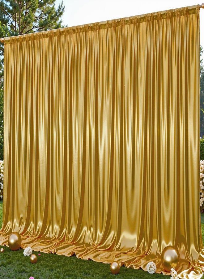 Shillance Dark Gold Glitter Backdrop Curtain for Parties Wedding,10Ft x 10Ft Satin Shimmer Photo Backdrop,Non-Wrinkle Sparkle Drapes for Backdrop,Back Drop for Photography, Birthdays,Weddings,Prom - Image 1