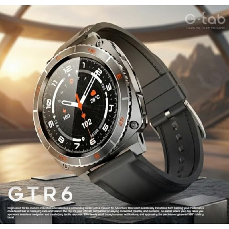 ساعة ذكية GTR6 مع إطار دوار 360 درجة، شاشة AMOLED 1.43، مساعد ChatGPT AI، الاتصال بالأسنان، مراقب معدل ضربات القلب SpO، متتبع SleepFitness 100+ أوضاع رياضية IP68 مقاومة للماء - Image 2