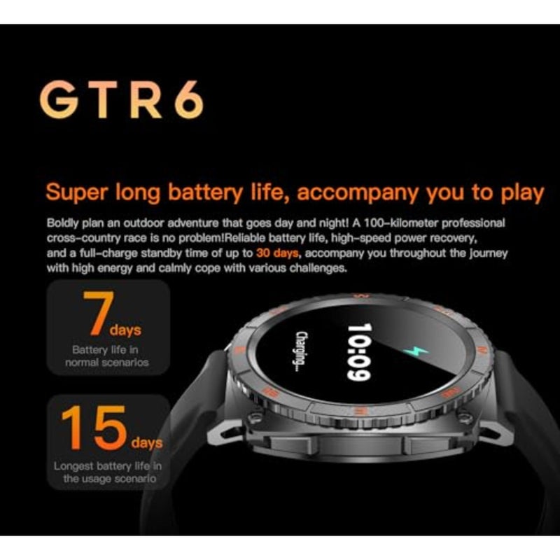 ساعة ذكية GTR6 مع إطار دوار 360 درجة، شاشة AMOLED 1.43، مساعد ChatGPT AI، الاتصال بالأسنان، مراقب معدل ضربات القلب SpO، متتبع SleepFitness 100+ أوضاع رياضية IP68 مقاومة للماء - Image 3