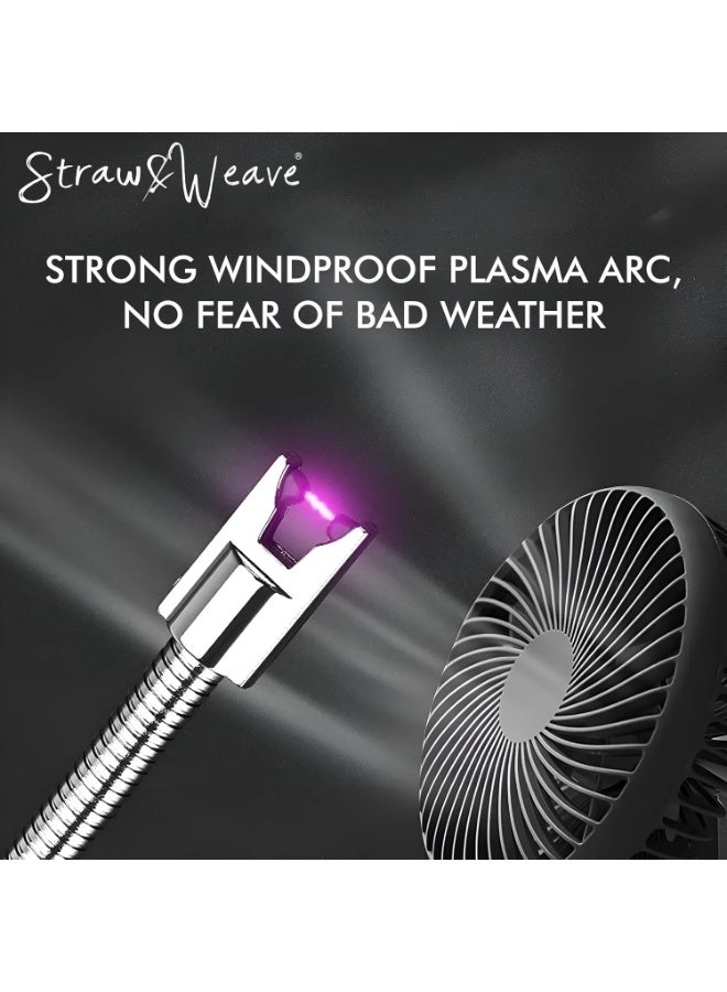 STRAW&WEAVE Rechargeable Electric Gas Lighter for Kitchen, Lighter for Gas Stove, Candles, Pooja, 1 Year Warranty, C-Type USB, Kitchen Tools, Multi Purpose - 360° Flexible & Windproof, Black - Image 3