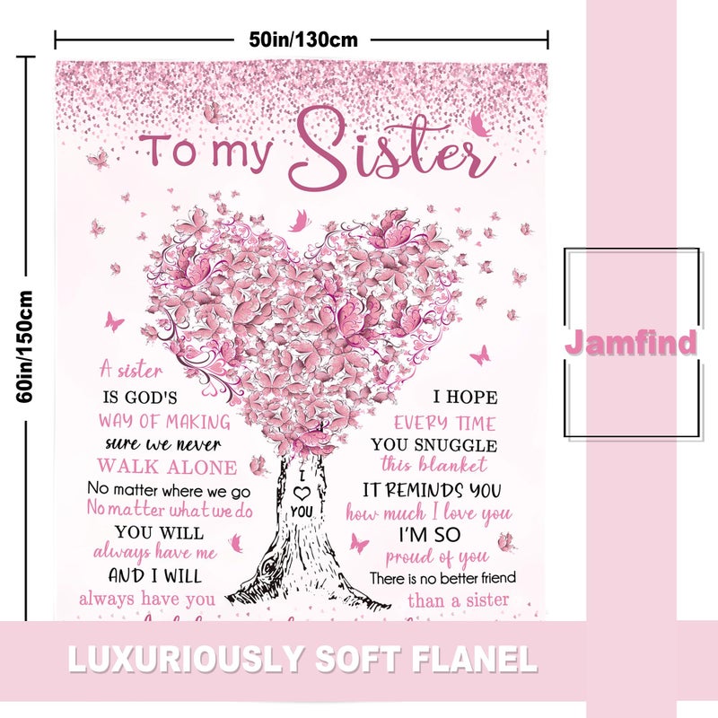 Jamfind Sister Gifts, Big Sisters Birthday Gift from Sis, Best Sister Ever Gifts for Women Blanket 60"x 50", Birthday Christmas Graduation Gift Ideas for Sisters - Image 4