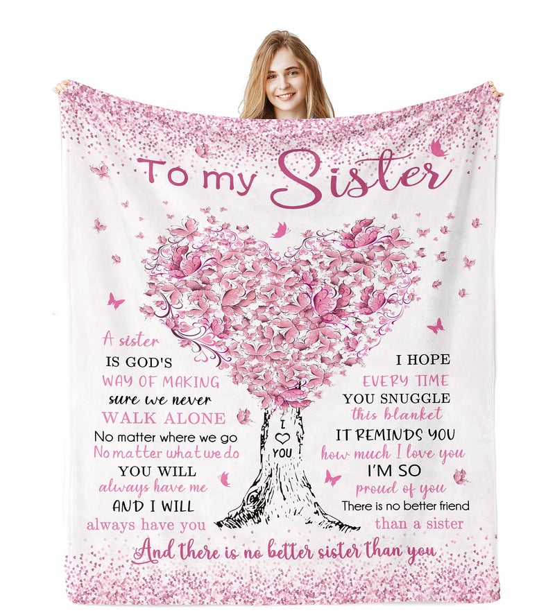 Jamfind Sister Gifts, Big Sisters Birthday Gift from Sis, Best Sister Ever Gifts for Women Blanket 60"x 50", Birthday Christmas Graduation Gift Ideas for Sisters - Image 1