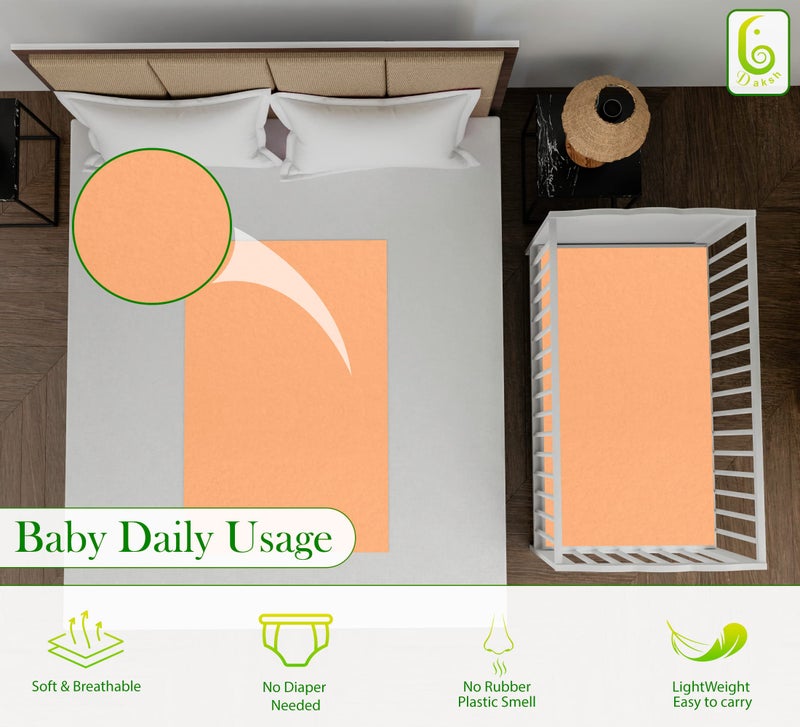 Daksh Baby Dry Sheet/Waterproof Sheet/Baby Sleeping Mat/Bed Protector/Quick Drying/Absorbent Dry Sheet (Small 20"x28"Inch)-Orange - Image 3