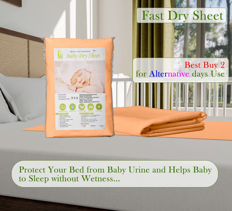 Daksh Baby Dry Sheet/Waterproof Sheet/Baby Sleeping Mat/Bed Protector/Quick Drying/Absorbent Dry Sheet (Small 20"x28"Inch)-Orange - Image 4