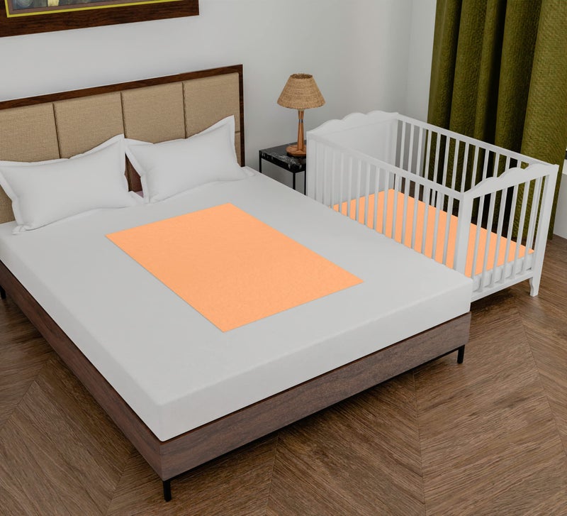 Daksh Baby Dry Sheet/Waterproof Sheet/Baby Sleeping Mat/Bed Protector/Quick Drying/Absorbent Dry Sheet (Small 20"x28"Inch)-Orange - Image 1