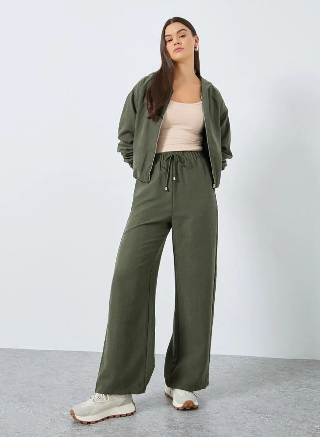 Styli Styli Khaki Suede Zipped Bomber Jacket