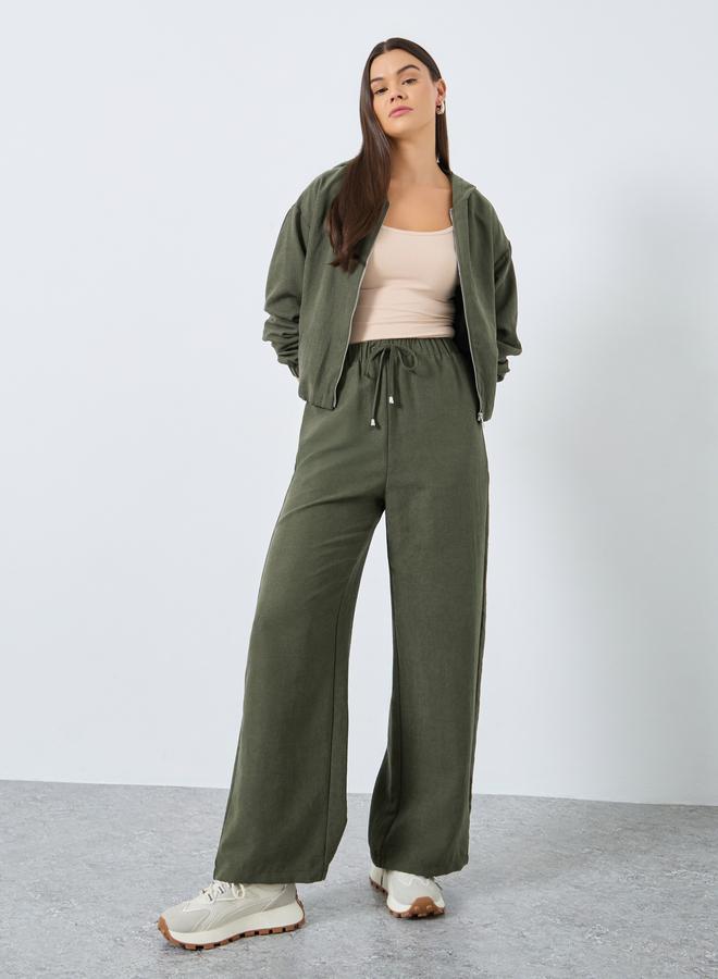 Styli Khaki Suede Zipped Bomber Jacket - Image 2