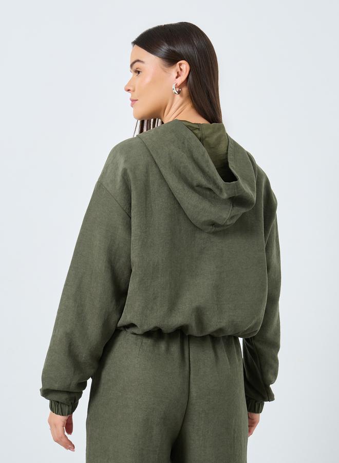 Styli Khaki Suede Zipped Bomber Jacket - Image 5