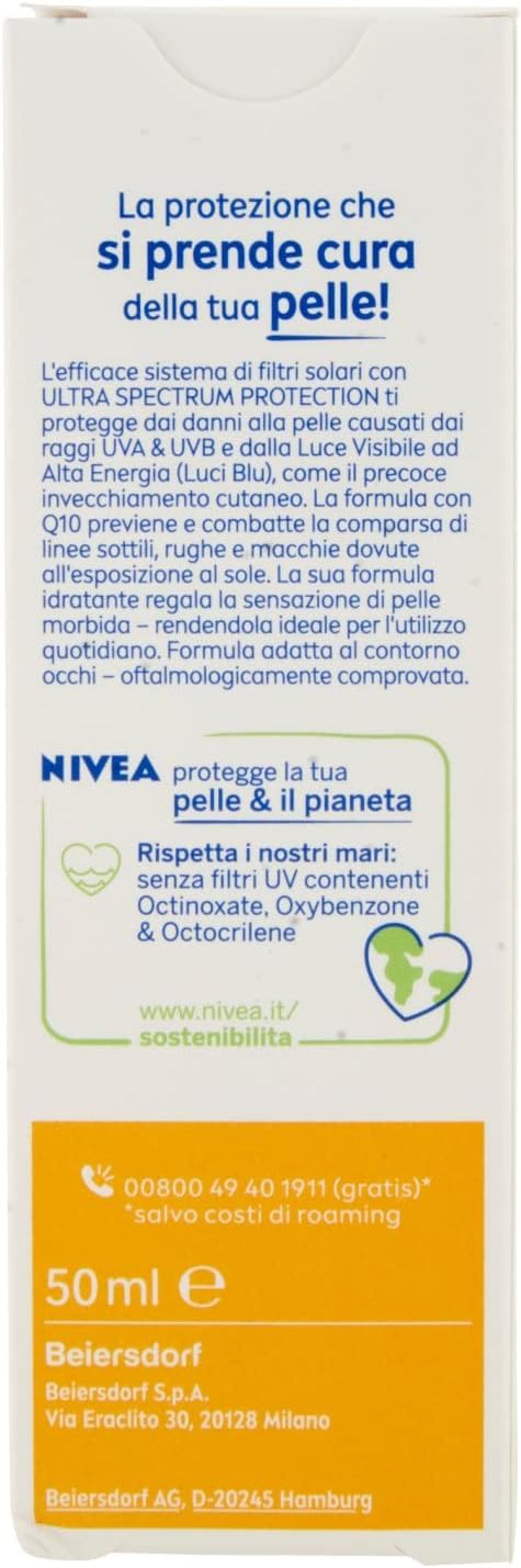 Nivea كريم واقي شمس نيفيا صن يو في لمكافحة الشيخوخة للوجه FP 50 في أنبوب 50 مل كريم وجه مضاد للتجاعيد مع إنزيم Q10 واقي شمس للوجه 50 للاستخدام اليومي كريم وجه مضاد للشيخوخة - Image 3