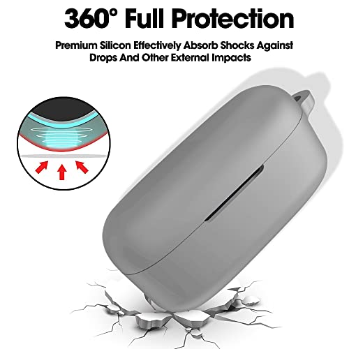 Sounce Silicone Protective Case Cover for Boat Airdopes 121v2 / Boat Airdopes 121, Anti Fall Anti Dust, with Hook Earphone Case – Grey(Case Cover Only) - Image 2