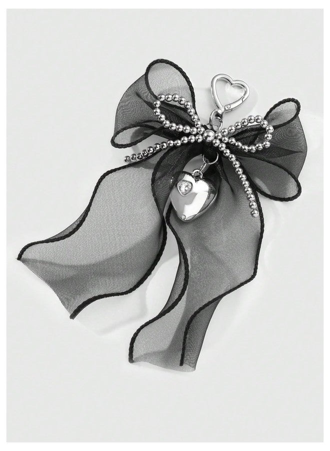 MakeMeChic Women's Bow Bag Charm Cute Keychain Ribbon Metal Retro Y2K Accessories Black Multi Medium - Image 4