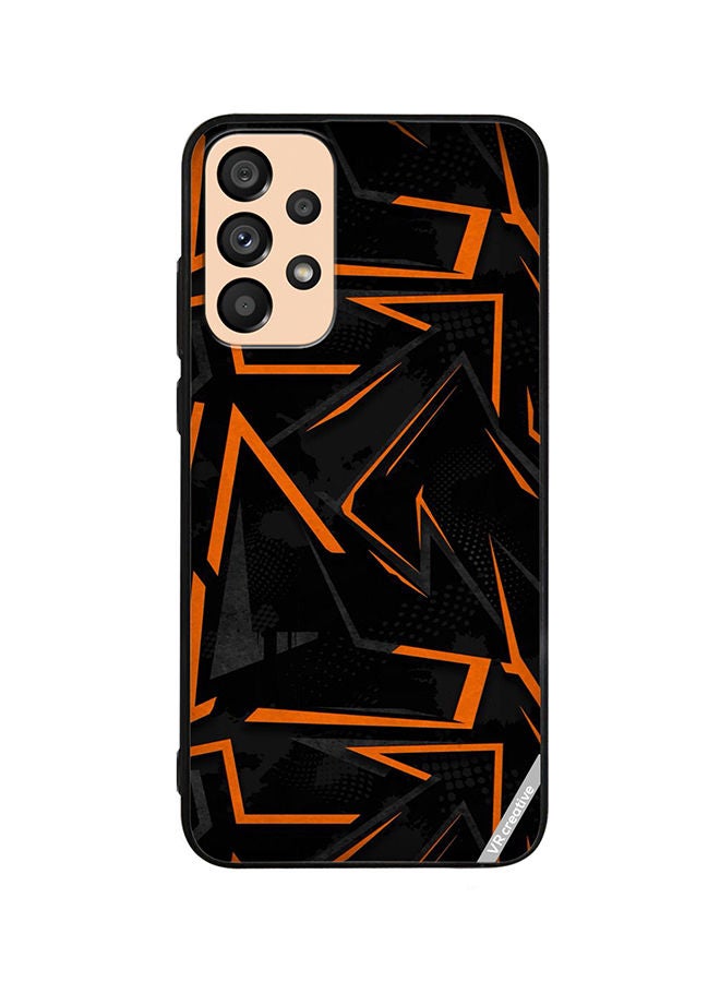 VR CREATIVE Protective Case Cover For Samsung Galaxy A73 5G Black & Orrange Pattern Design Multicolour - Image 1