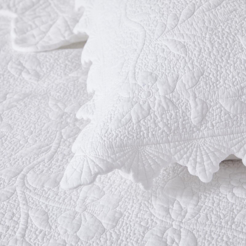 Brandream Quilted Pillow Shams Cotton Set of 2 White Standard Size Shabby Vintage Farmhouse Decorative Pillow Covers Full Queen Size - Image 2