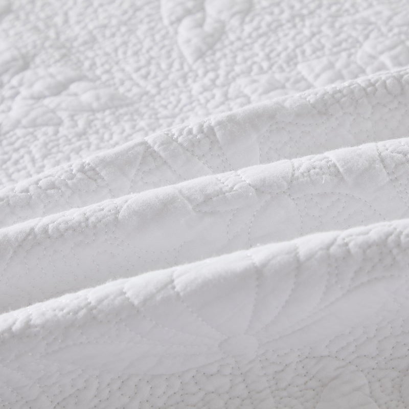 Brandream Quilted Pillow Shams Cotton Set of 2 White Standard Size Shabby Vintage Farmhouse Decorative Pillow Covers Full Queen Size - Image 4