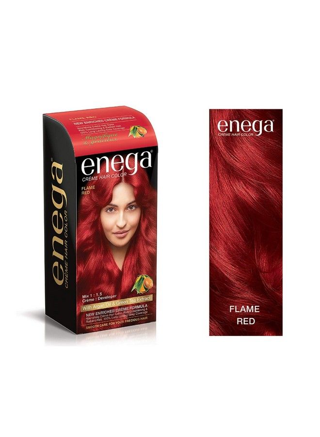 enega كريم صبغة شعر أحمر ناري (100 مل) مع زيت الأركان ومستخلص الشاي الأخضر عبوة واحدة - Image 3