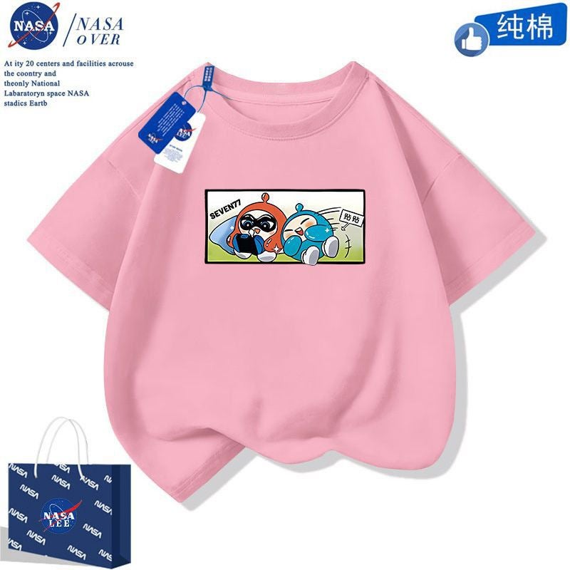 Egg Party T-Shirt For Boys And Girls Summer Cartoon Style Casual Lightweight Short Sleeve Fashionable Mid-Big Kids Half Sleeve Dress - Image 1