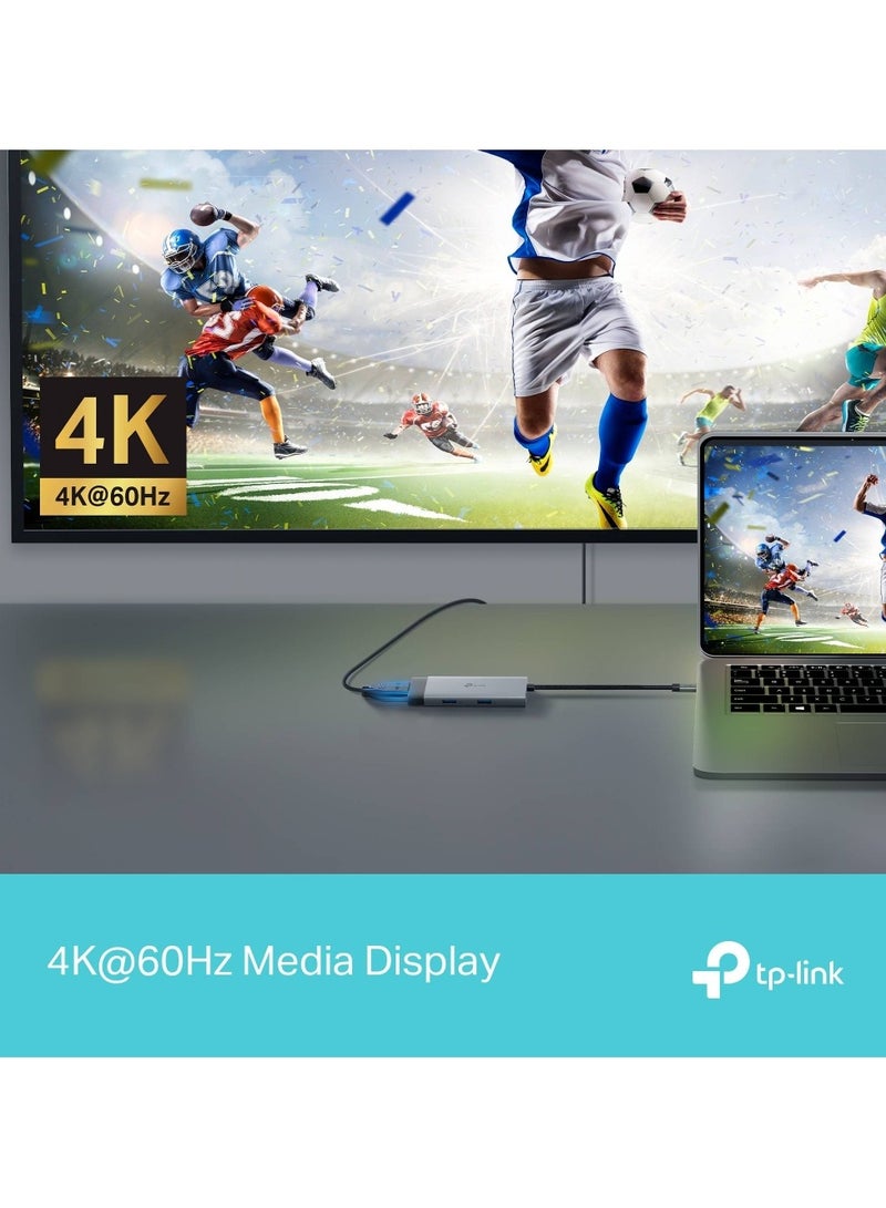 تي بي لينك محور UH5020C USB Type-C 5 في 1 | 4K HDMI | PD 100W | USB 3.0 | توصيل وتشغيل مع نظام ماك، ويندوز 11/10/8.1/8/7، لينوكس، آيباد أو إس، آي أو إس، أندرويد، كروم أو إس، ونينتندو أو إس - Image 5