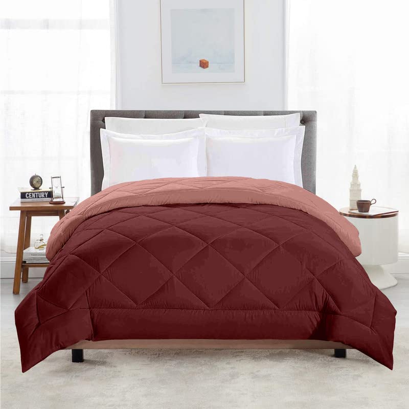TUNDWAL'S TUNDWALS Microfiber Reversible Solid Extra Comfort Soft ComforterBlanket Double Bed 210 GSM Quilt Red Rose 1 Piece - Image 1
