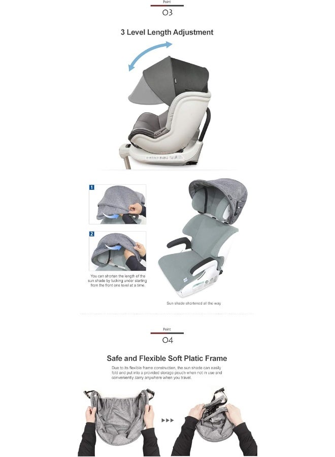 Manito Sun Shade Extender/Auxiliary Canopy for Car Seat (Black) - Image 3