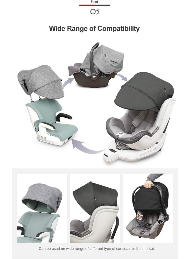 Manito Sun Shade Extender/Auxiliary Canopy for Car Seat (Black) - Image 4