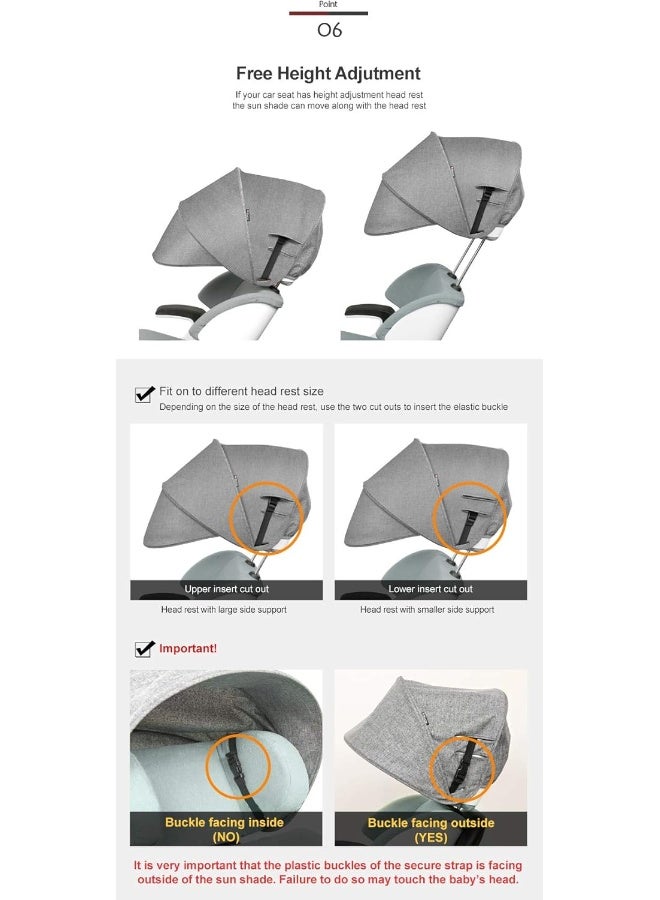 Manito Sun Shade Extender/Auxiliary Canopy for Car Seat (Black) - Image 5