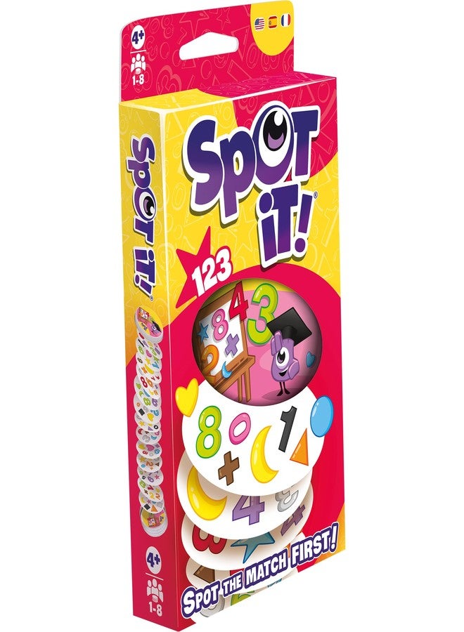 Asmodee Spot It! 1,2,3 (2024 Refresh) - Eco-Blister Edition, 5-in-1 Visual Perception Game for Quick Reflexes and Family Fun, Ages 6+, 2-8 Players, 10 Minute Playtime - Image 1