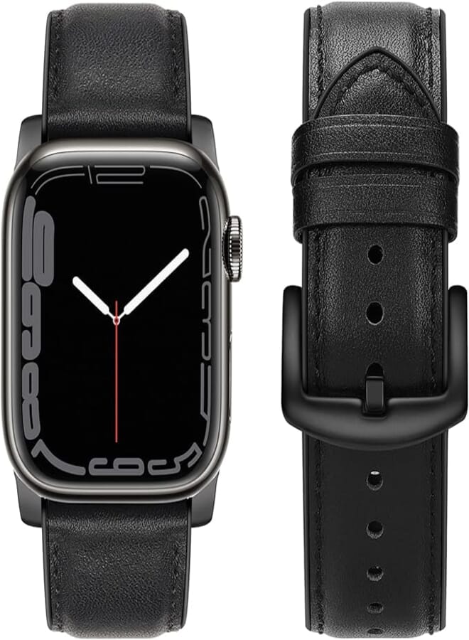 Tasikar Compatible with Apple Watch Band 45mm 44mm 42mm 41mm 40mm 38mm, Genuine Leather Silicone Watch Bands Compatible for iWatch Series 9 8 7 6 5 4 3 2 SE