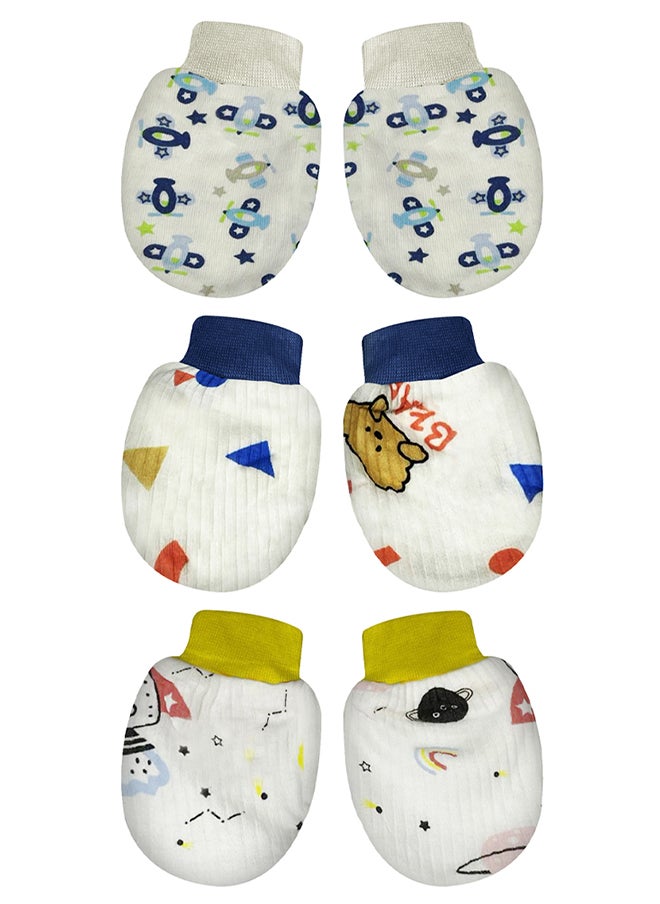 MARGOUN 3 Packs Newborn Baby Mittens Anti Scratch Baby Mittens No Scratch Mittens Baby Gloves for 0-6 Months Boys Girls Multicolour  - Image 2