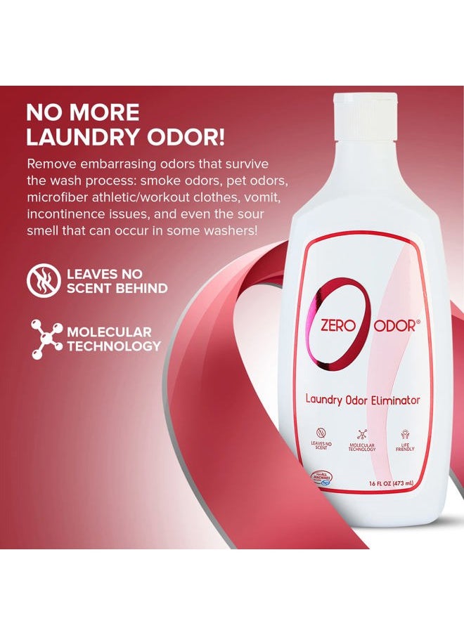 Zero Odor – Laundry Odor Eliminator - Permanently Eliminate laundry Odor – Patented Molecular Technology Best For Clothes, Towels & Linens, Shoes, Bags, Etc. - rinse and refresh Again, 16oz (3-Pack)  - Image 2