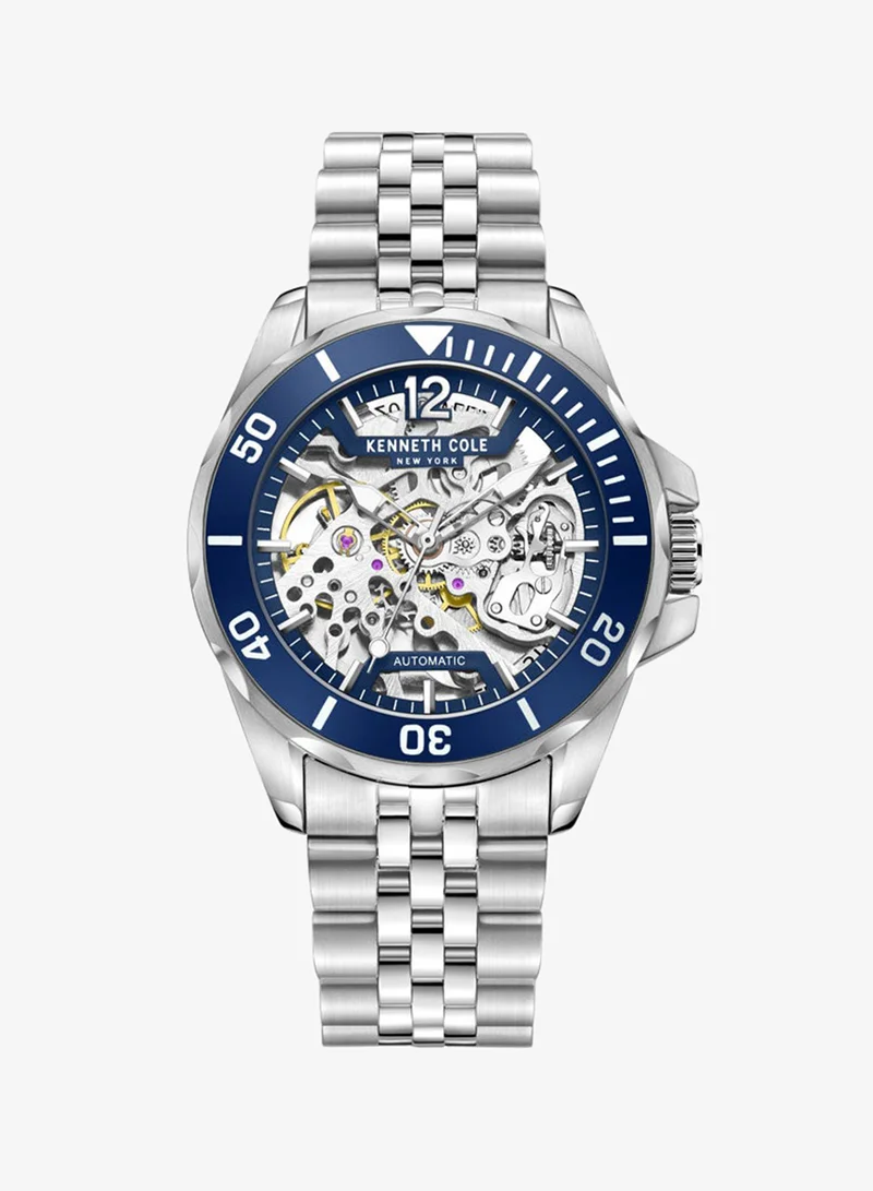كينيث كول نيو يورك Kenneth Cole New York 43mm Automatic Men's Watch with Blue Dial & Stainless Steel Bracelet