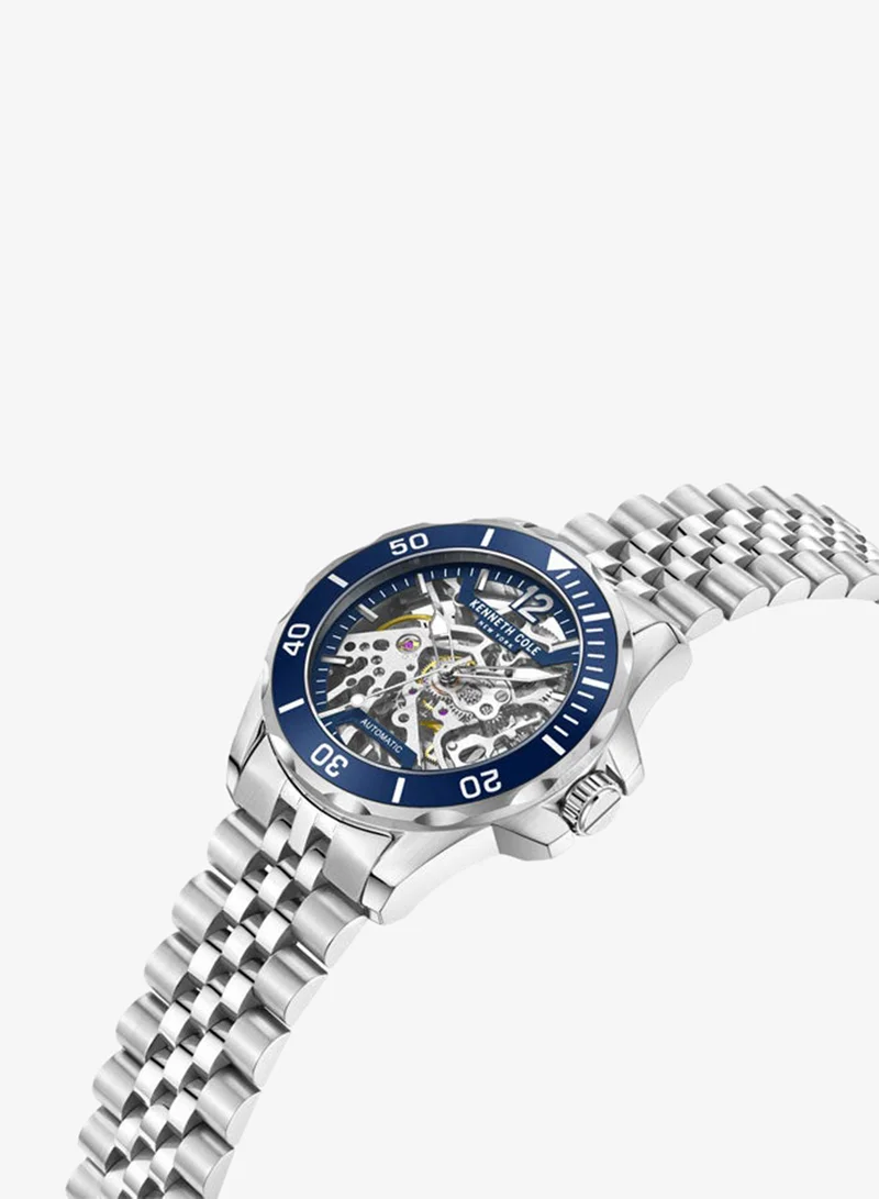 كينيث كول نيو يورك Kenneth Cole New York 43mm Automatic Men's Watch with Blue Dial & Stainless Steel Bracelet
