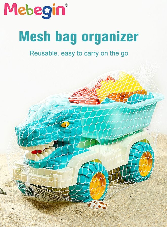 MEBEGIN 11 Pieces Beach Sand Toy Set with Dinosaur Car, Fun Sand Pit Toys with Bright Attractive Appearance and Numerous Accessories, Colorful Beach Travel Toys, Easy to Store and Carry, Perfect for Outdoor Activities - Image 5