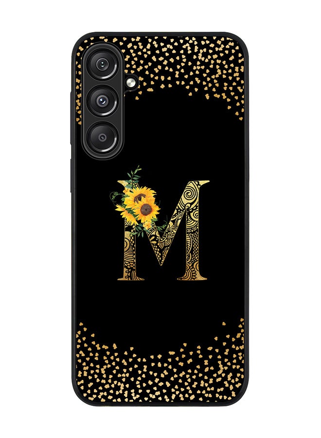 Stylizedd For Samsung Galaxy A16 / A16 5G Case,Slim fit Camera Protection, Shockproof Thin Phone cover - Custom Floral Monogram - M ( Black ) - Image 1