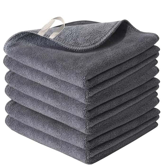 Nugilla Makeup Remover Cloth 12 x 12 Inch, Reusable Makeup Remover Towels for Washing Face, 6 Pack Washable Microfiber Face Cloth Fast Drying Washcloth, Grey - Image 1