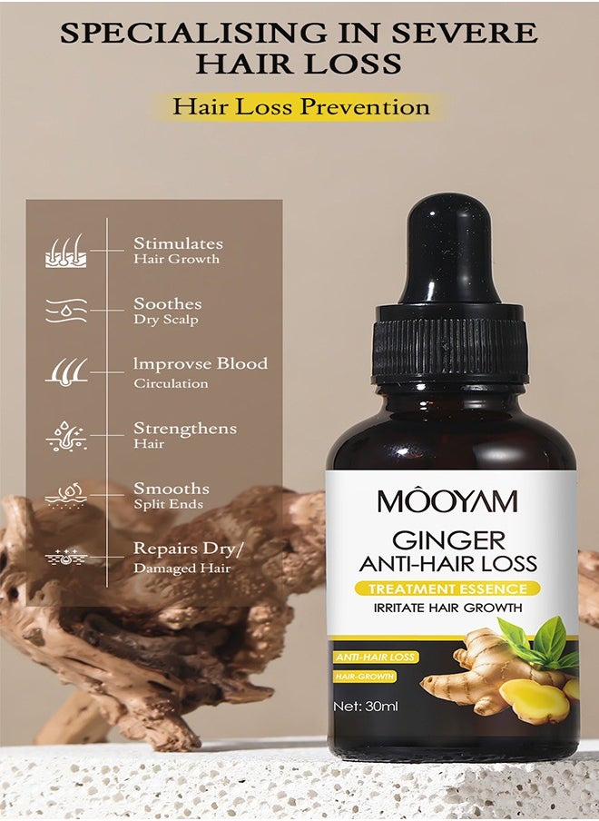 MOOYAM Ginger Anti-Hair Loss Treatment Essence,Hair essence-Plant Ginger Hair Growth Serum Ginger Nutrition Hair Care For Women & Men 30ml  - Image 5
