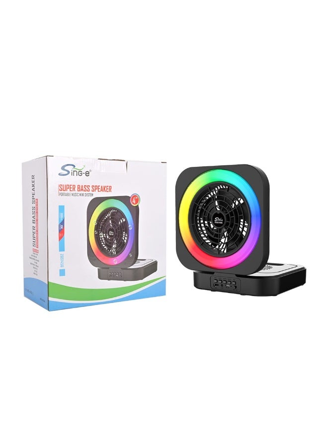 Sing-e ZQS1456 Super Bass Bluetooth Speaker with Cooling Fan & RGB Lights – Portable 2-in-1 Mini Music System - Image 2