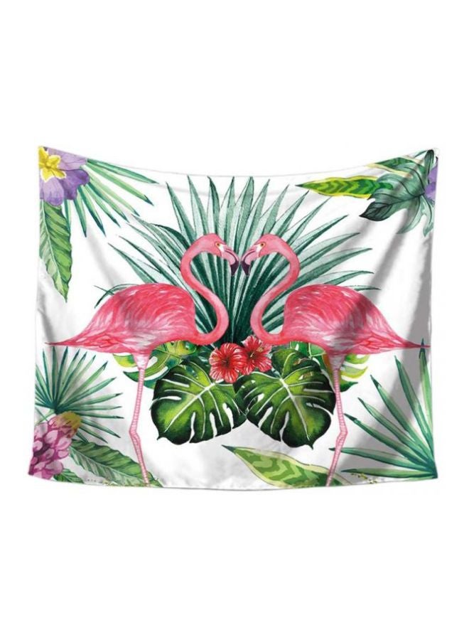 Bohemia Wall Hanging Flamingo Tapestry White/Green/Pink - Image 1