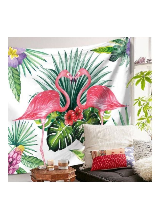Bohemia Wall Hanging Flamingo Tapestry White/Green/Pink - Image 3