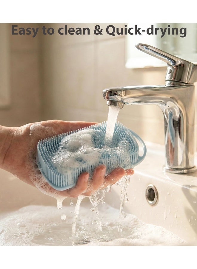 2 PCS Silicone Body Scrubber, 2 in 1 Exfoliating Shower Bath Scrubber, Shower Hair Scalp Massager, Easy to Clean, Lather Well - Image 5