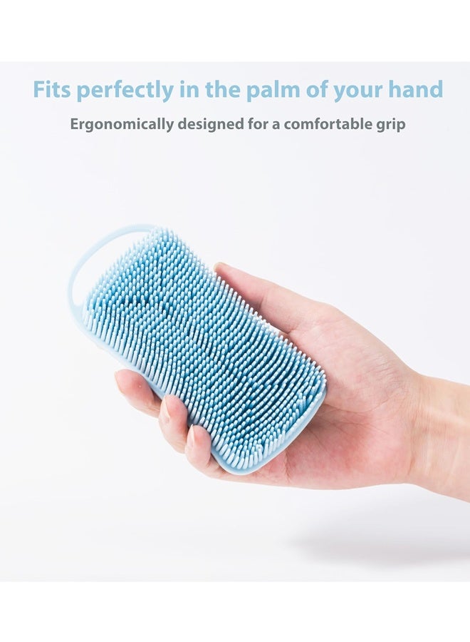 2 PCS Silicone Body Scrubber, 2 in 1 Exfoliating Shower Bath Scrubber, Shower Hair Scalp Massager, Easy to Clean, Lather Well - Image 3