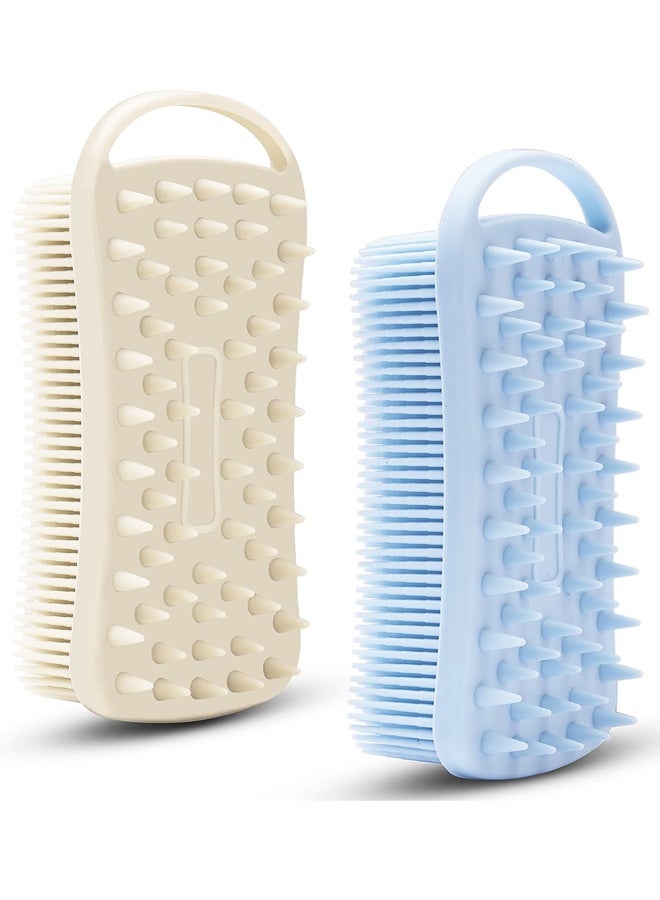2 PCS Silicone Body Scrubber, 2 in 1 Exfoliating Shower Bath Scrubber, Shower Hair Scalp Massager, Easy to Clean, Lather Well - Image 1