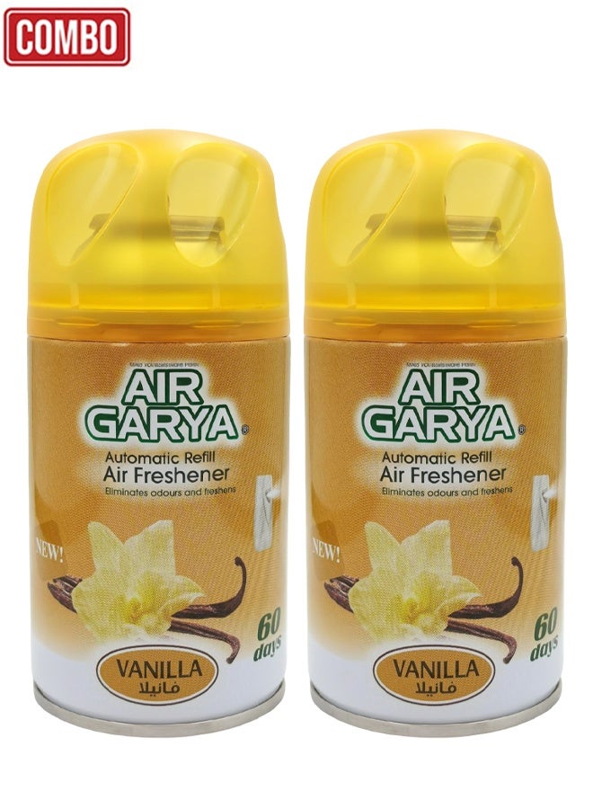 Automatic Air Freshener Refill Spray Vanilla Fragrance 250ml Each Pack of 2 Long Lasting Odor Neutralizer Refill Compatible with Automatic Dispenser for Home Office Washroom Toilet Kitchen Car Indoor Use - Image 1