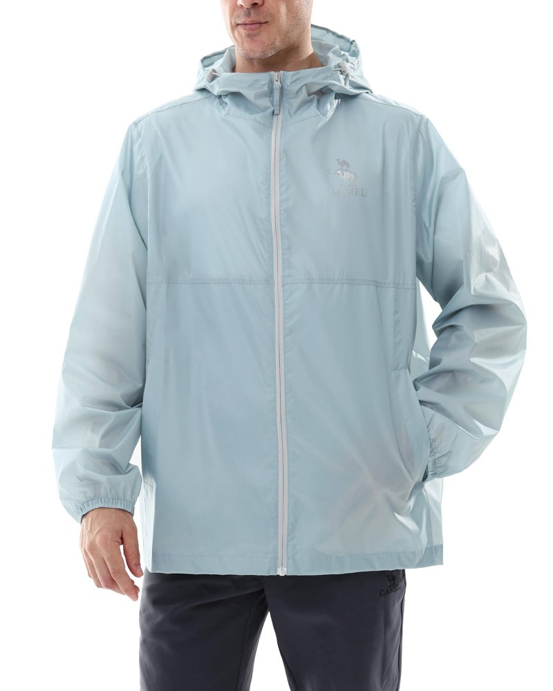 CAMEL CROWN Men's Rain Jacket Waterproof Lightweight Windproof Raincoat with Hood for Cycling Hiking Running Golf Light Blue - Image 1