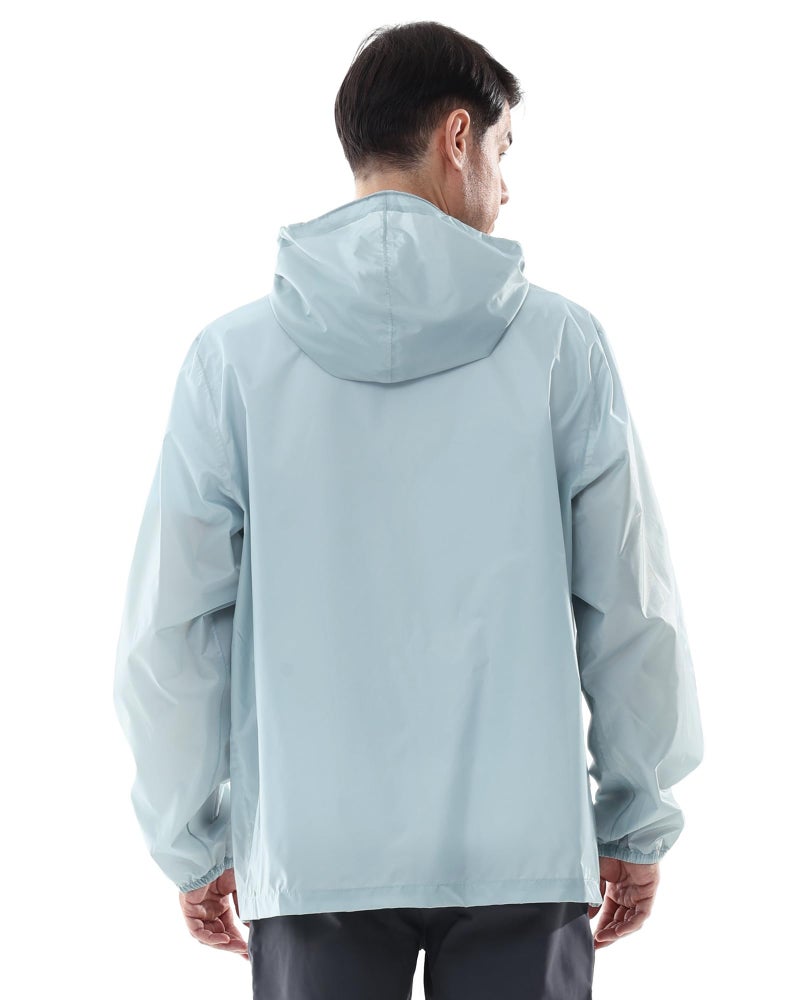 CAMEL CROWN Men's Rain Jacket Waterproof Lightweight Windproof Raincoat with Hood for Cycling Hiking Running Golf Light Blue - Image 2