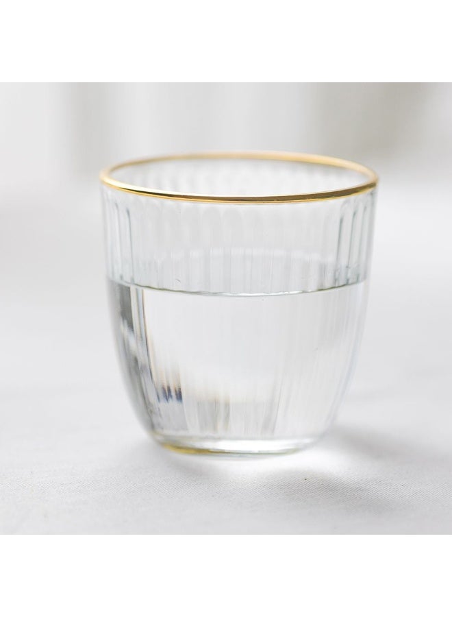 DANUBE HOME طقم أكواب راكل 4 قطع بحافة ذهبية حقيقية - أكواب زجاجية أنيقة سعة 295 مل من زجاج الصودا - مثالية للمشروبات والترفيه - مصنوعة في تركيا